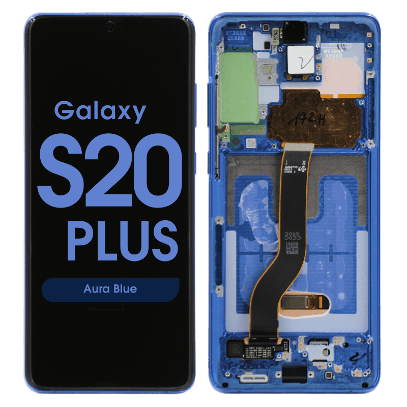 Service Pack - OLED Screen and Digitizer Assembly w/ Frame for Samsung Galaxy S20 Plus (G985) (Aura Blue)