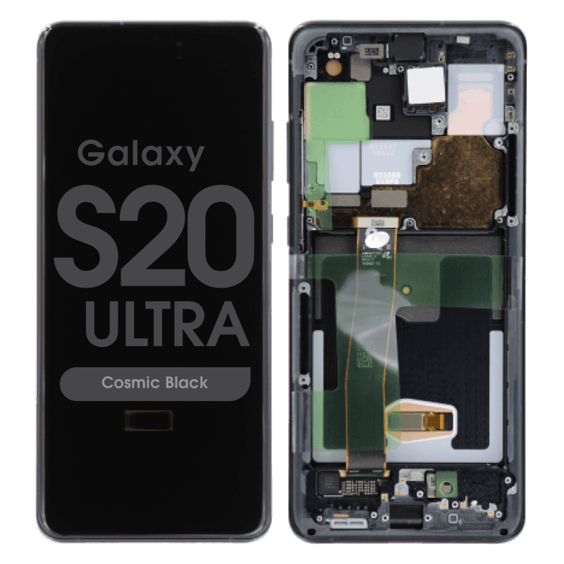 Refurbished - OLED Screen and Digitizer Assembly w/ Frame for Samsung Galaxy S20 Ultra (G988) (Cosmic Black)