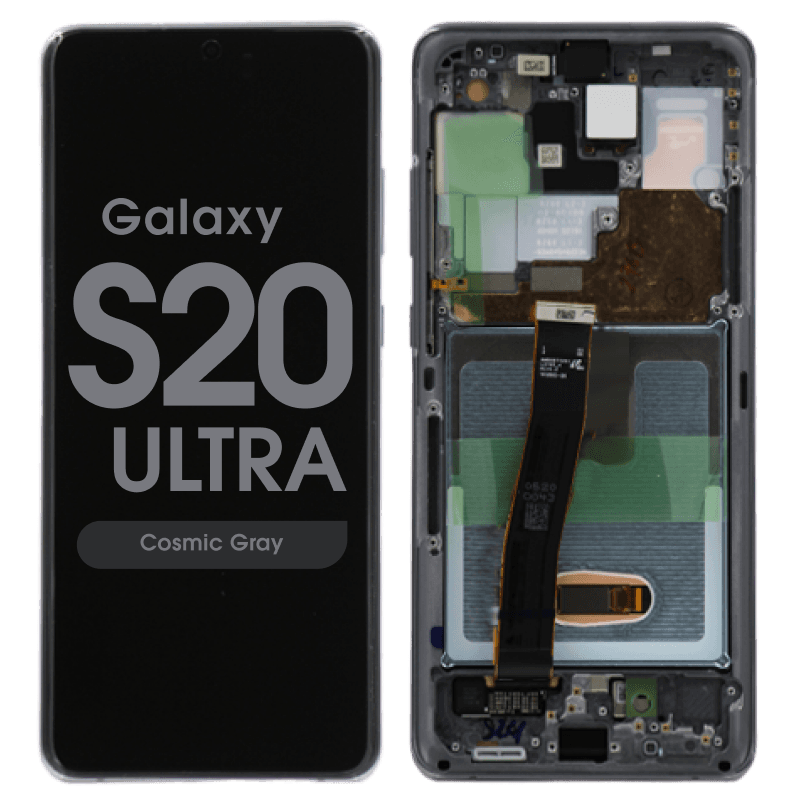 Service Pack - OLED Screen and Digitizer Assembly w/ Frame for Samsung Galaxy S20 Ultra (All Carriers except Verizon 5G UW) (G988) (Cosmic Gray)