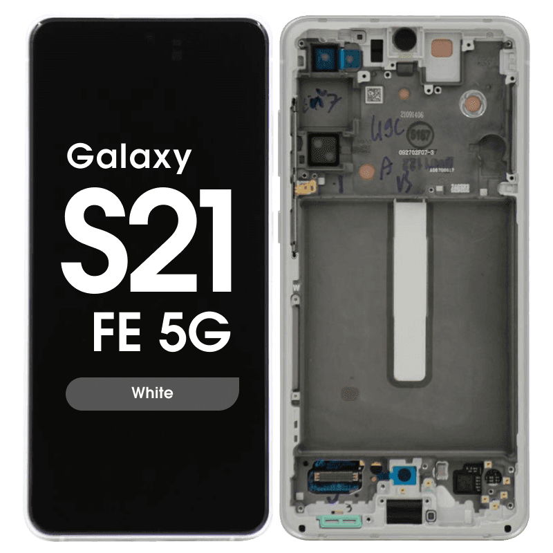 Service Pack - OLED Screen and Digitizer Assembly w/ Frame for Samsung Galaxy S21 FE 5G (G990) (White)