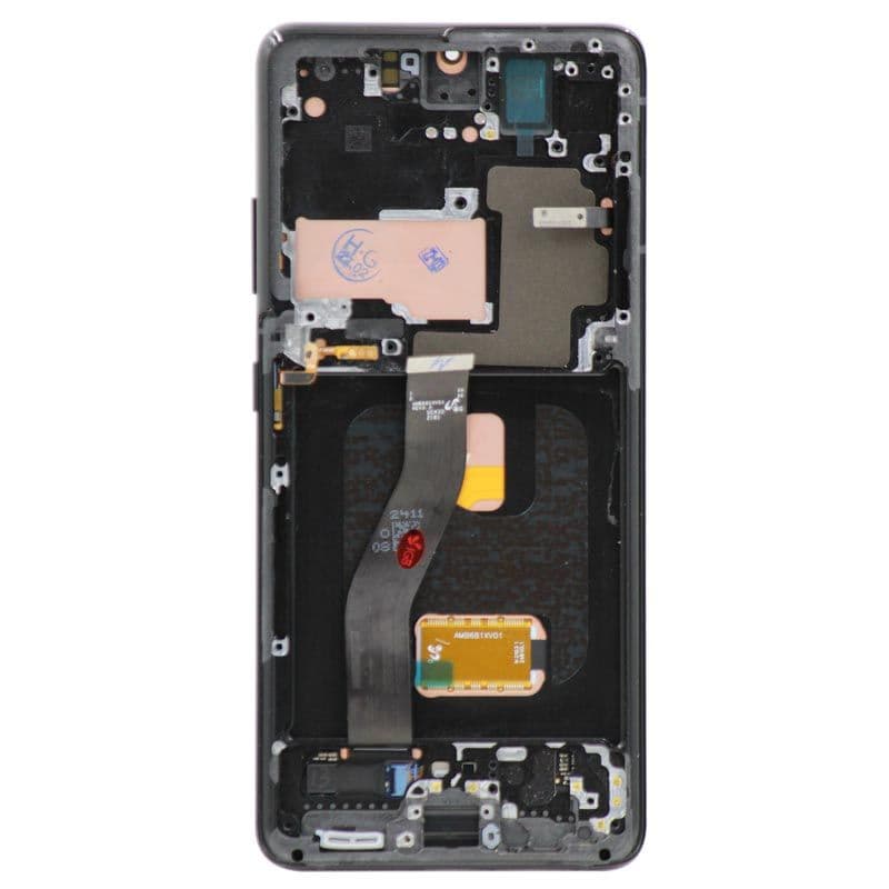 Aftermarket - Soft OLED Screen and Digitizer Assembly w/ Frame for Samsung Galaxy S21 Ultra 5G (Must Transfer Antenna for Verizon) (G998) (Black)