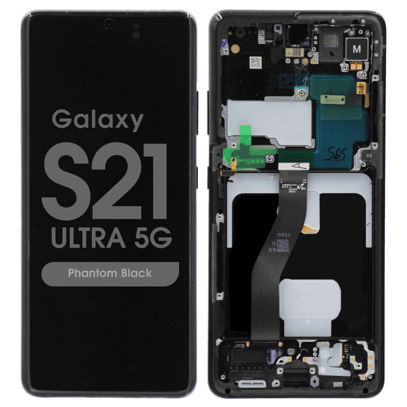Service Pack - OLED Screen and Digitizer Assembly w/ Frame for Samsung Galaxy S21 Ultra 5G (All Carriers except Verizon 5G UW) (G988) (Phantom Black)