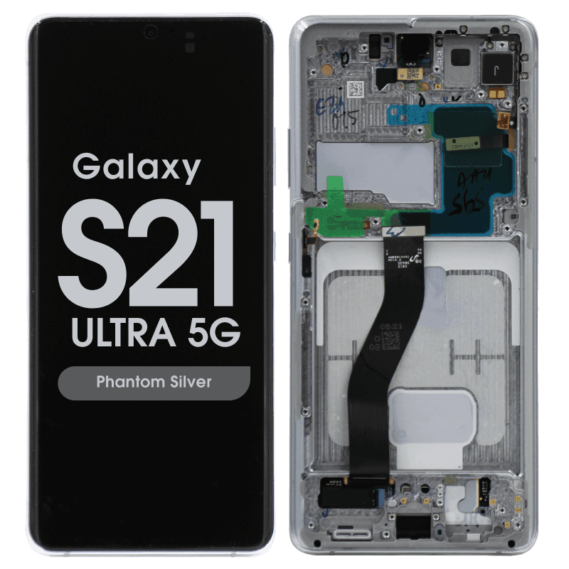 Service Pack - OLED Screen and Digitizer Assembly w/ Frame for Samsung Galaxy S21 Ultra 5G (All Carriers except Verizon 5G UW) (G988) (Phantom Silver)