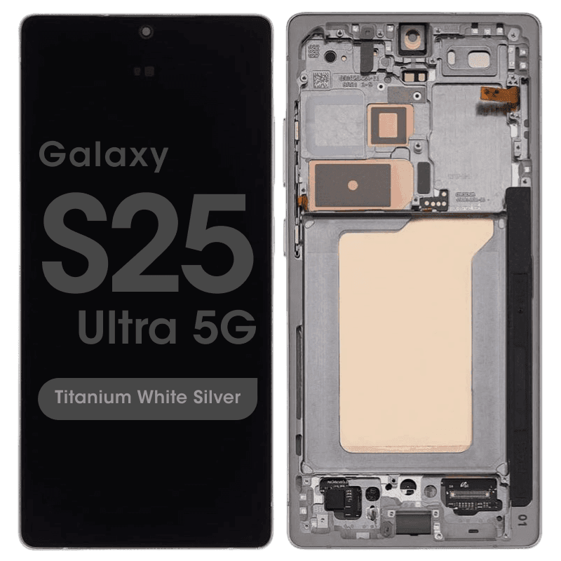 Service Pack - OLED Screen and Digitizer Assembly w/ Frame for Samsung Galaxy S25 Ultra 5G (S938) (Titanium White Silver)