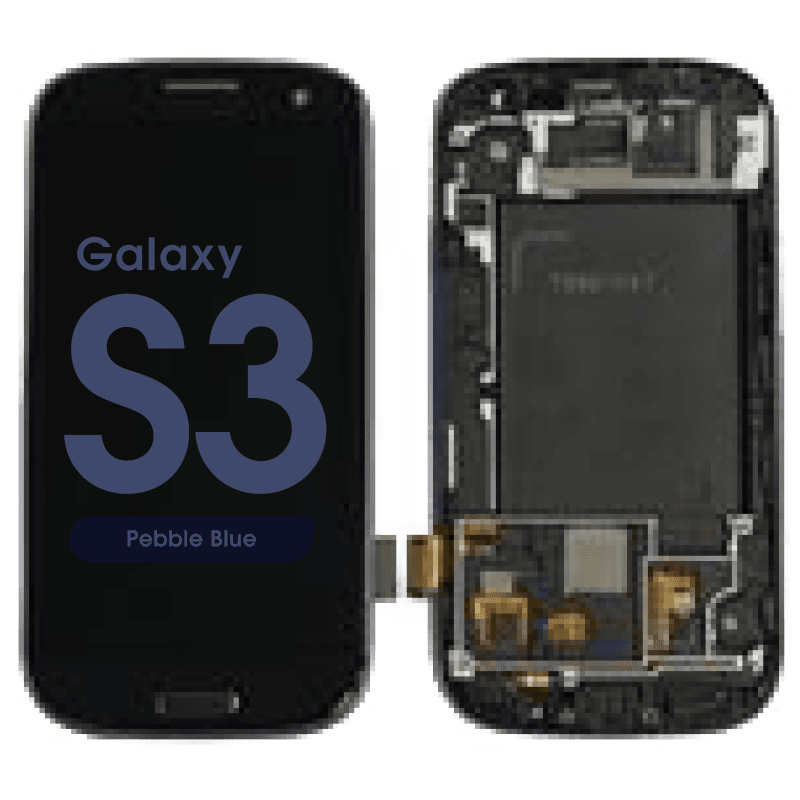 Complete Assembly - LCD Screen and Digitizer Assembly w/ Frame for Samsung Galaxy S3 (T999 / I747) (Pebble Blue)