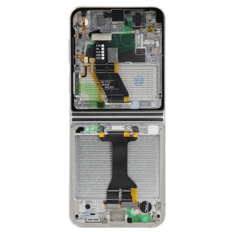 Service Pack - OLED Screen and Digitizer Assembly w/ Frame for Samsung Galaxy Z Flip 5G (1st Gen) (F731) (Cream)