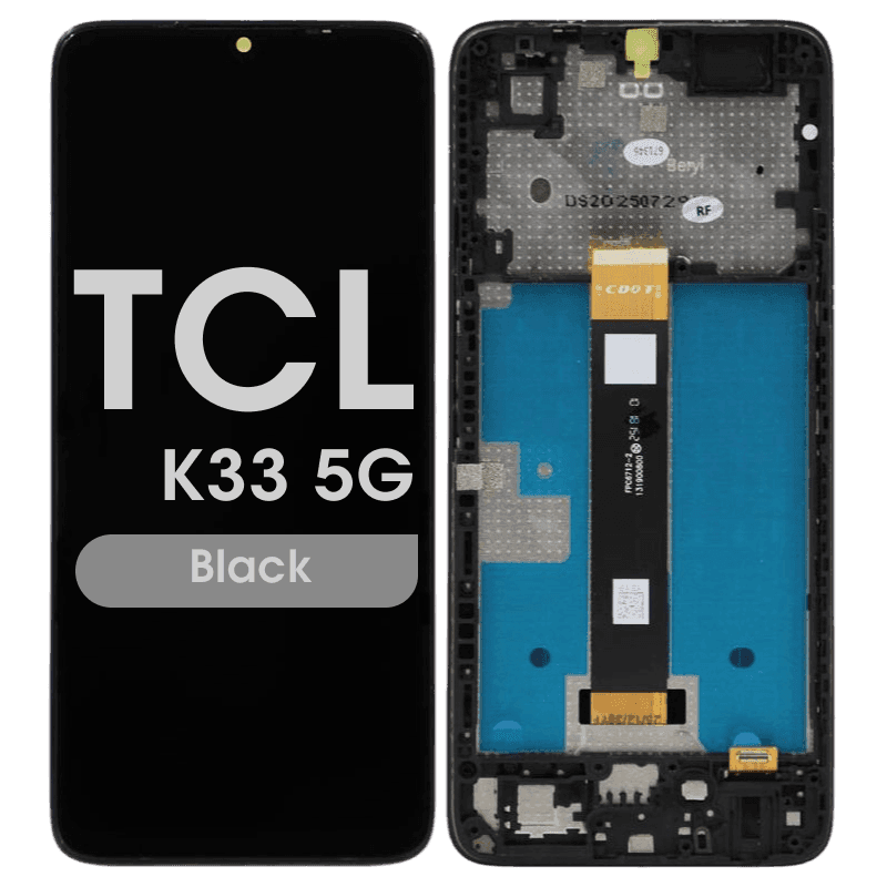 Refurbished - LCD Screen and Digitizer Assembly w/ Frame for TCL K33 5G (Black)