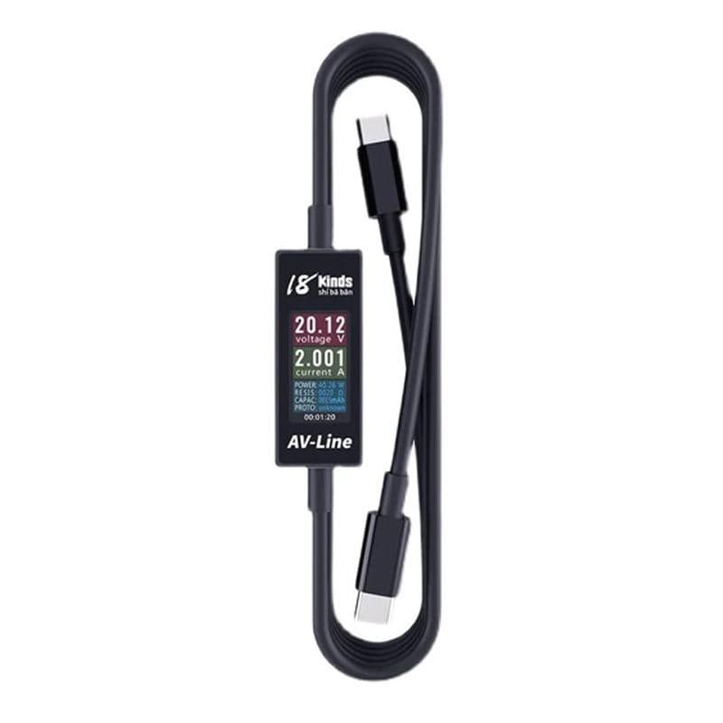 18 Kinds - AV-Line Pro Charging Data Detection AMP Meter (1.2m) (USB-C to C)