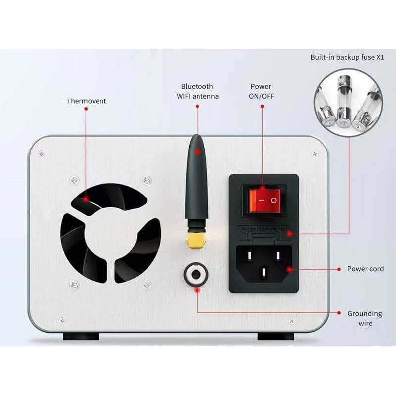 Axiun - P3208 320W / 32V / 8A Smart Regulated Power Supply Current / Voltage Adjustable Output DC Power w/ One Key Boot Power Cable w/ Bluetooth / WiFi Antenna