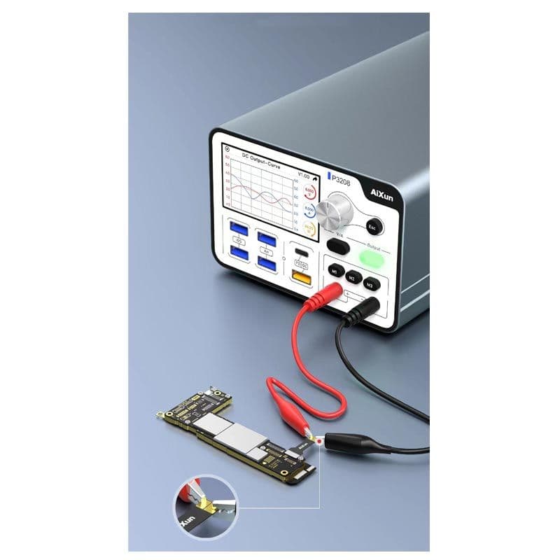 Axiun - P3208 320W / 32V / 8A Smart Regulated Power Supply Current / Voltage Adjustable Output DC Power w/ One Key Boot Power Cable w/ Bluetooth / WiFi Antenna
