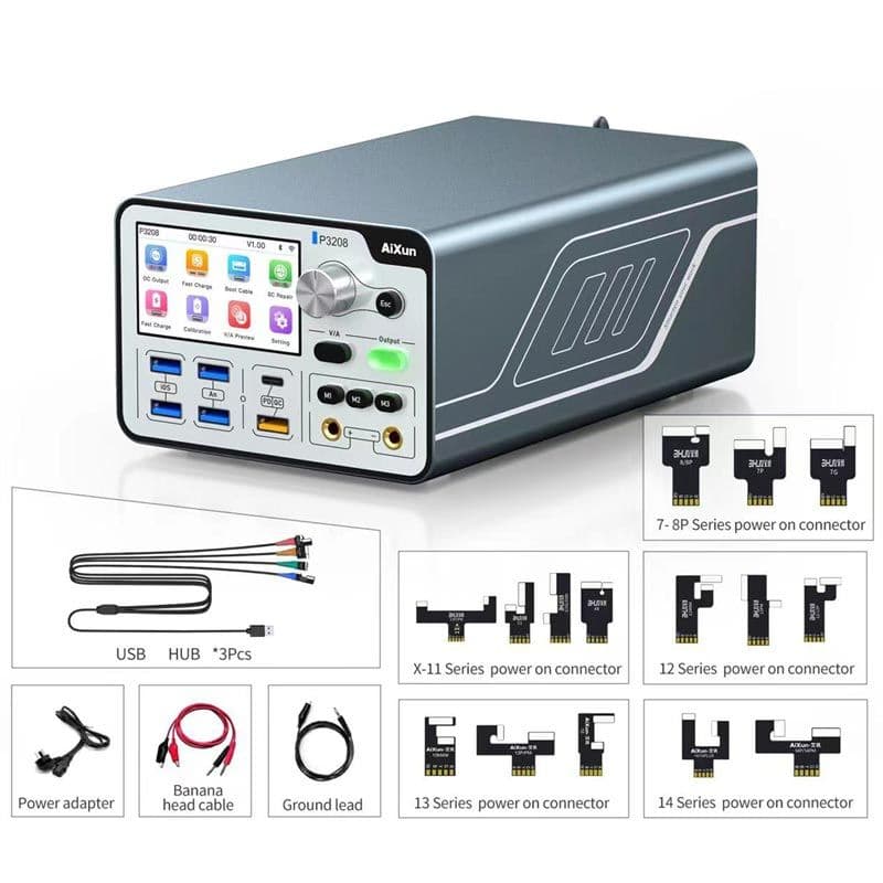 Axiun - P3208 320W / 32V / 8A Smart Regulated Power Supply Current / Voltage Adjustable Output DC Power w/ One Key Boot Power Cable w/ Bluetooth / WiFi Antenna