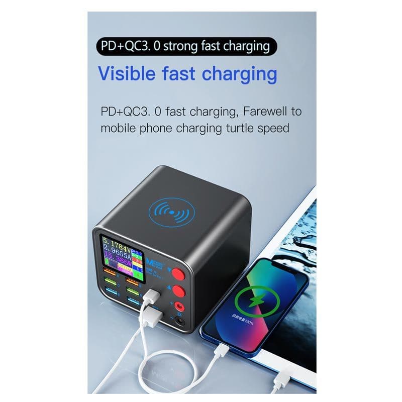 MaAnt - Fast Charging Multifunctional USB Charger 8 Port Charger Hub w/ Wireless Charger Power Adapter