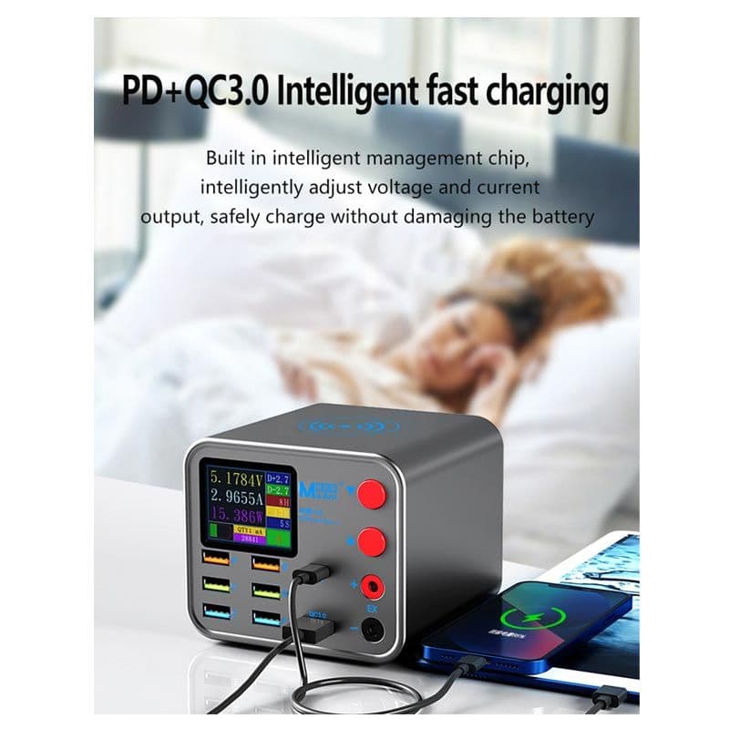 MaAnt - Fast Charging Multifunctional USB Charger 8 Port Charger Hub w/ Wireless Charger Power Adapter
