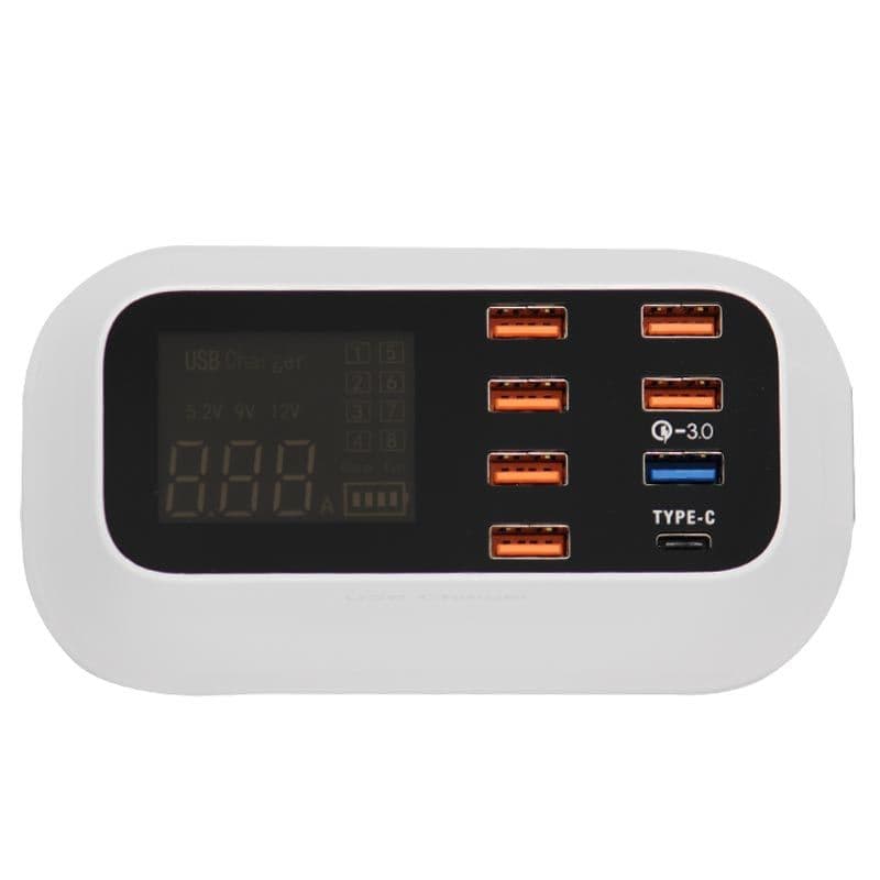 Fast Charging Multiple USB Charger 8 Port Charger Hub w/ LED Display Power Adapter