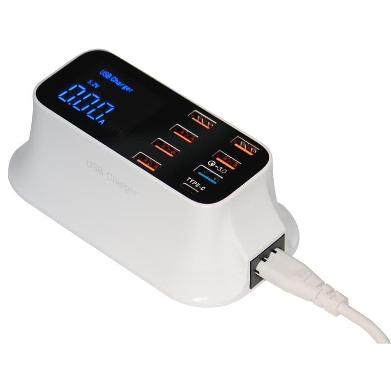 Fast Charging Multiple USB Charger 8 Port Charger Hub w/ LED Display Power Adapter